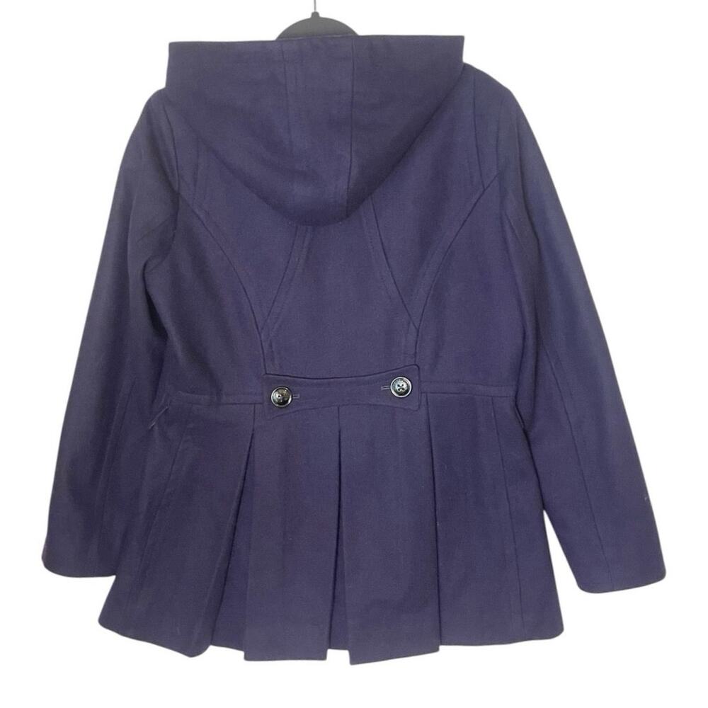 VTG Y2K Miss Sixty Double Breasted Purple Wool Blend Hooded Peacoat Large - Picture 2 of 10